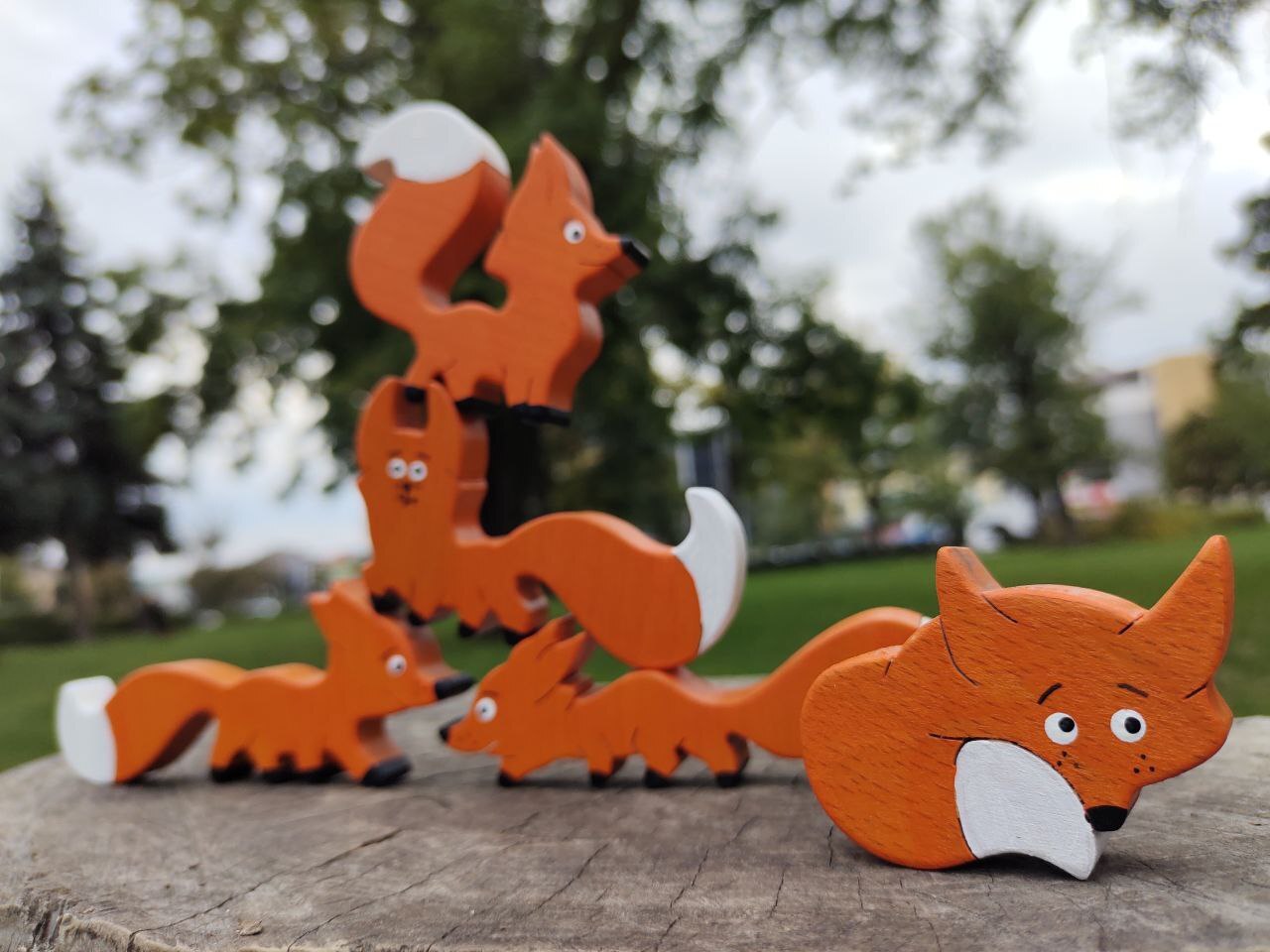 Wooden Toy Fox Family, Educational Toy