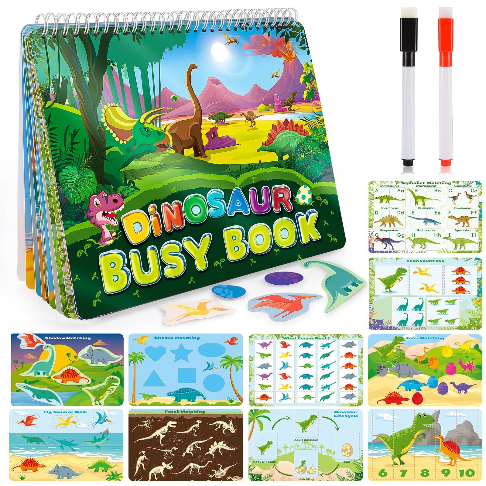 Dinosaur Toys for Kids 3-5, My Preschool Busy Book Montessori Toys for 3 4 5 …
