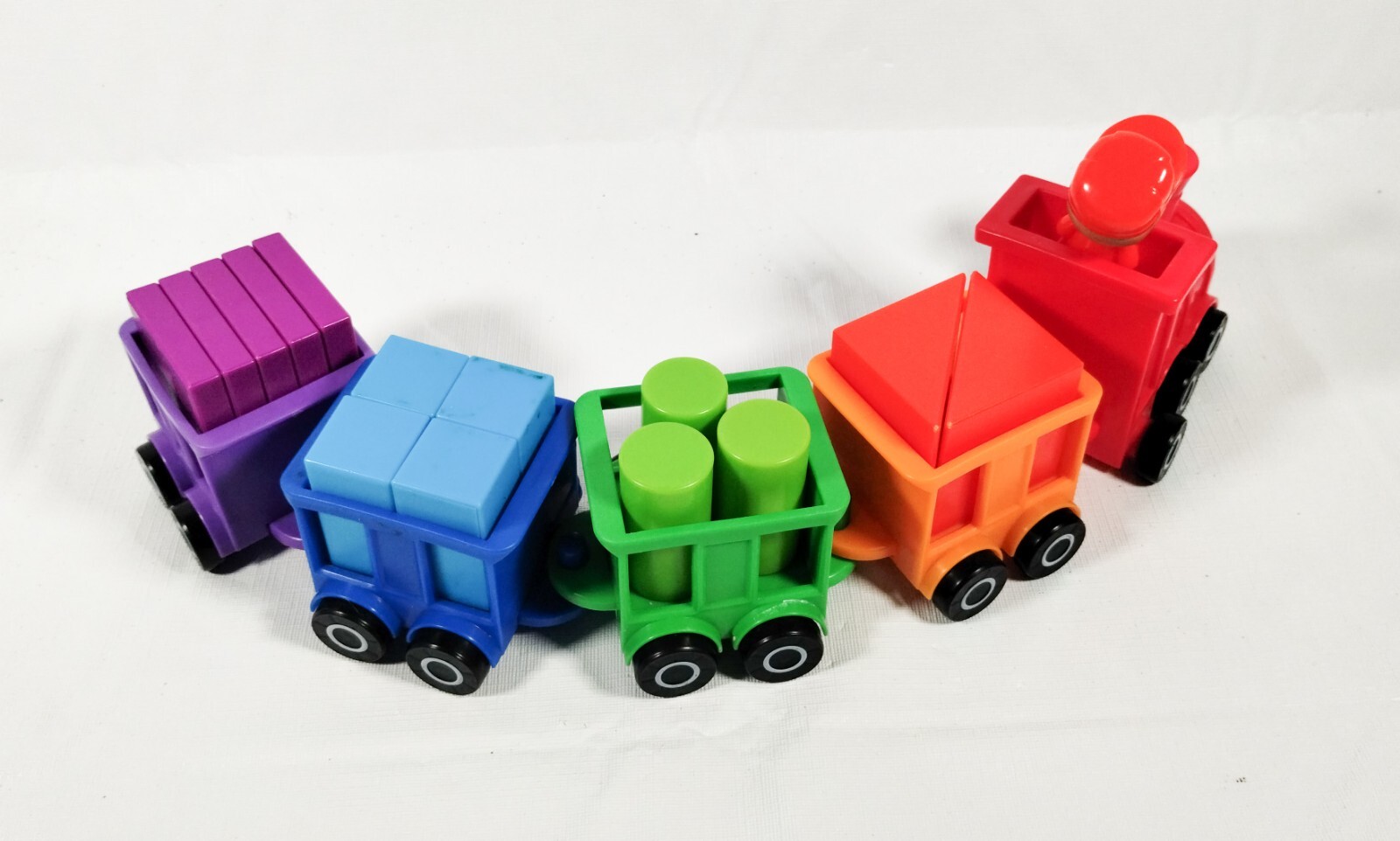 Learning Resources Toy Train Set Plastic Blocks Colors Numbers 5 Cars Trains Guy
