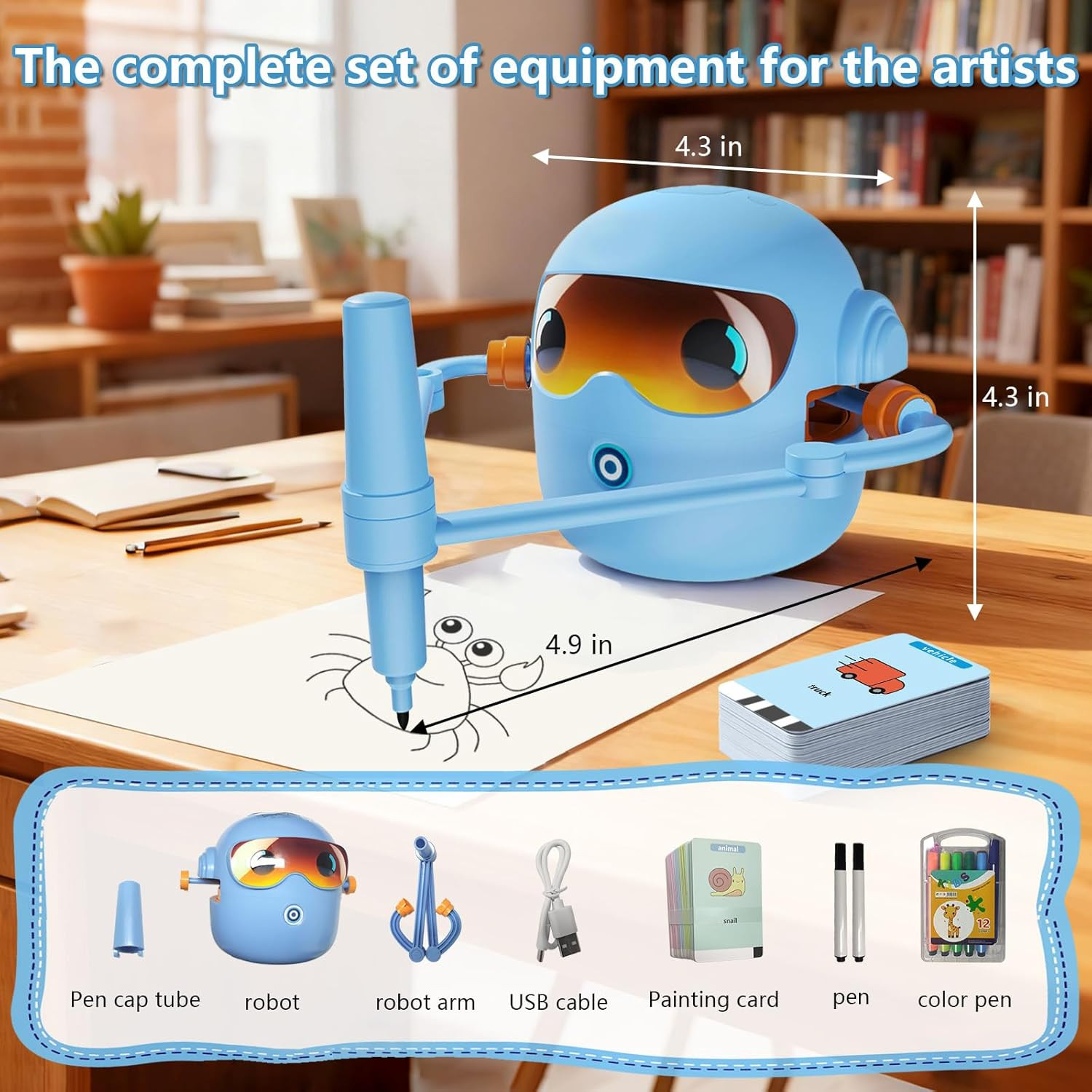 Drawing Robot for Kids, with 100 Design Templates & 12 Color Pens,Voice-Guided P
