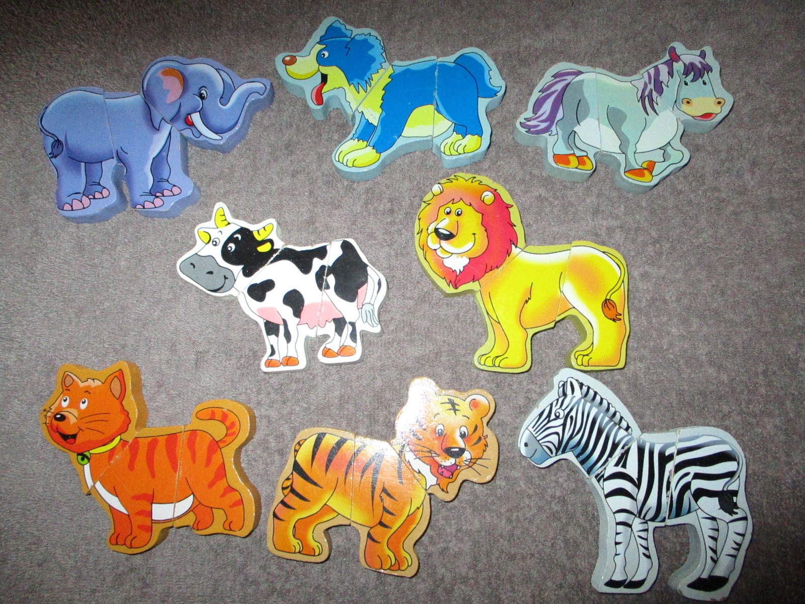 HUGE Lot of 8 Magnetic Wood Mix Or Match Animals – Farm & Zoo 24 Pieces