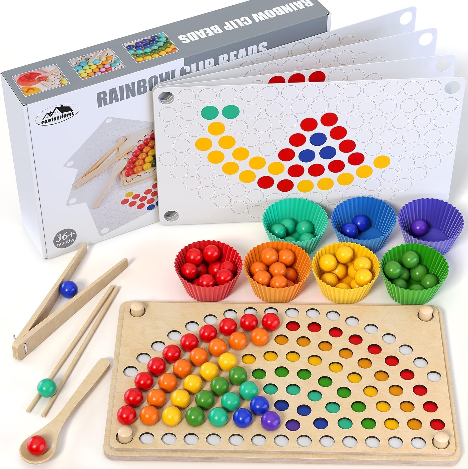 Rainbow Clip Beads Wooden monstessori Board