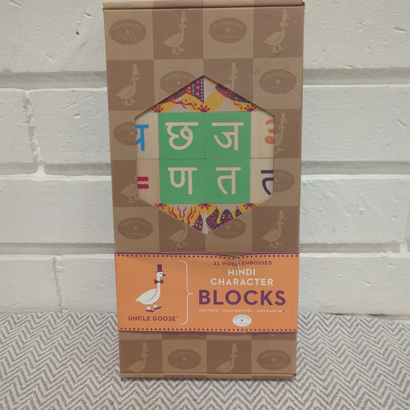Uncle Goose Hindi 32 Wood Blocks Stacking Learning Language – Made in USA