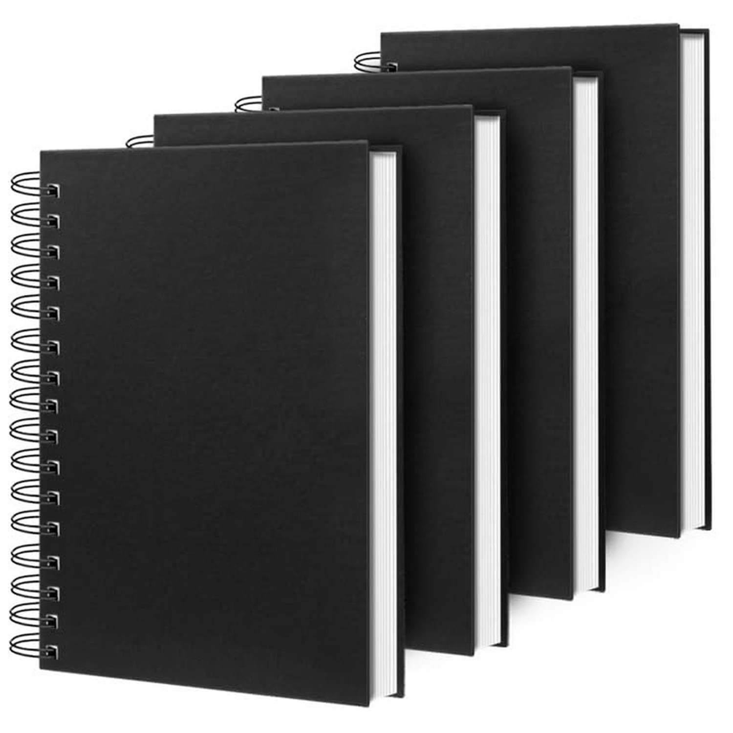 Lined Spiral Notebook A4 Large Black Journal 8.5″ x 11″-4 Pack 7mm College Ru…