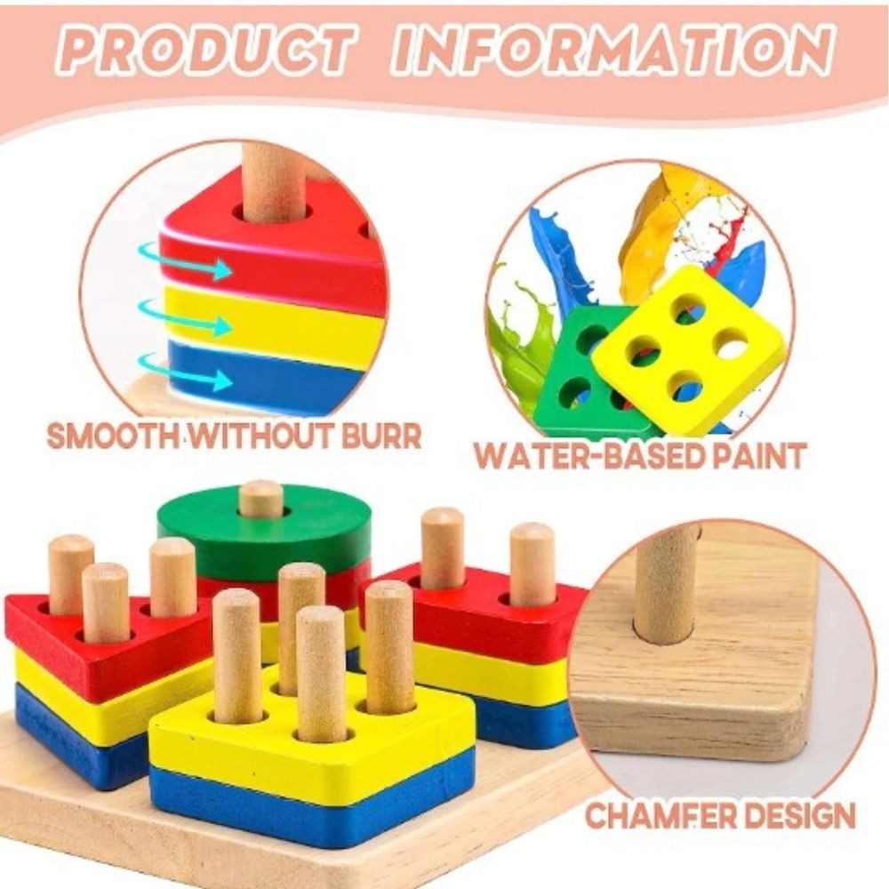 Gift Montessori Wooden Sensory Toys for Toddlers Age 1-3 Educational Puzzle