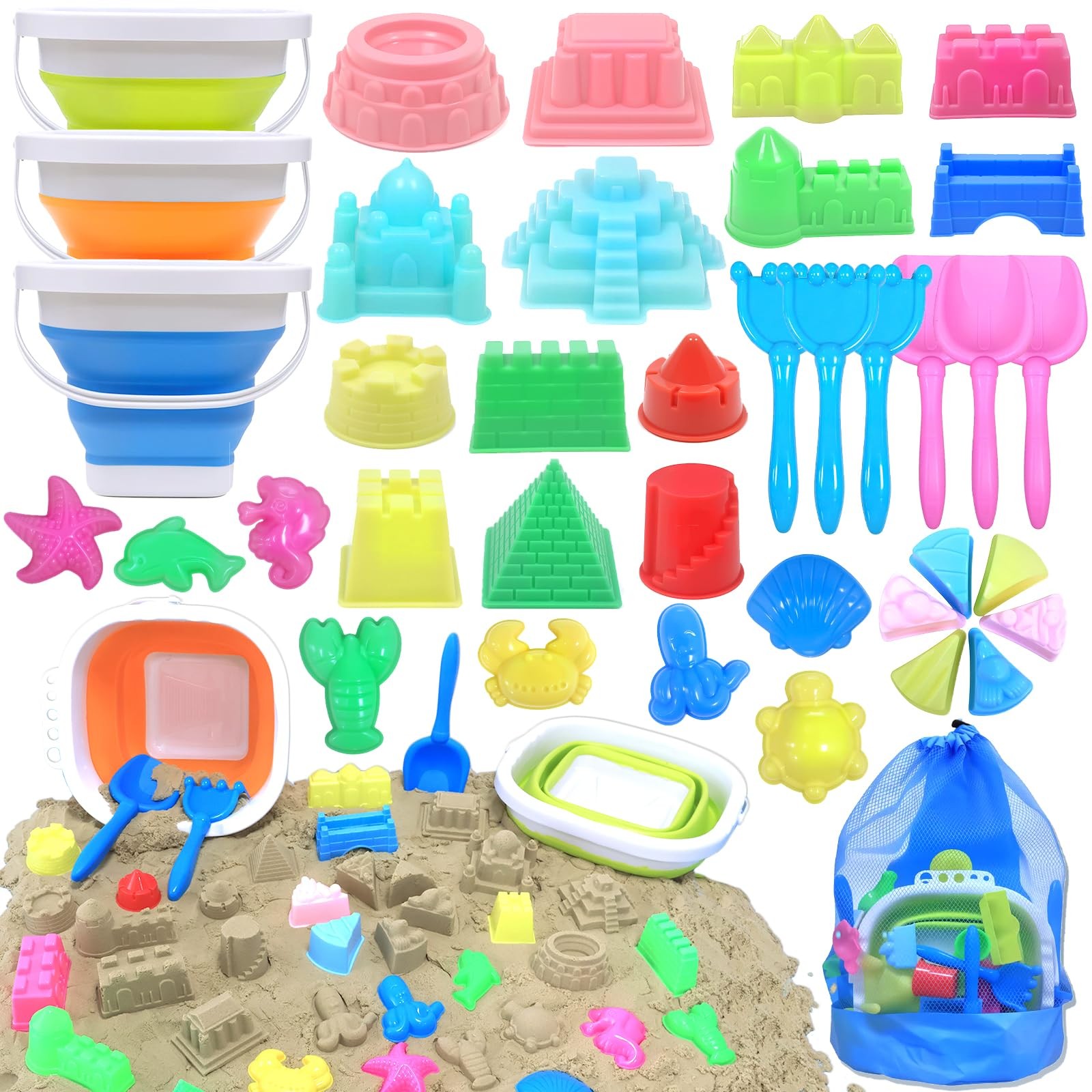 Collapsible Beach Toys Age-appropriate size for kids aged 3-10, Multicolored