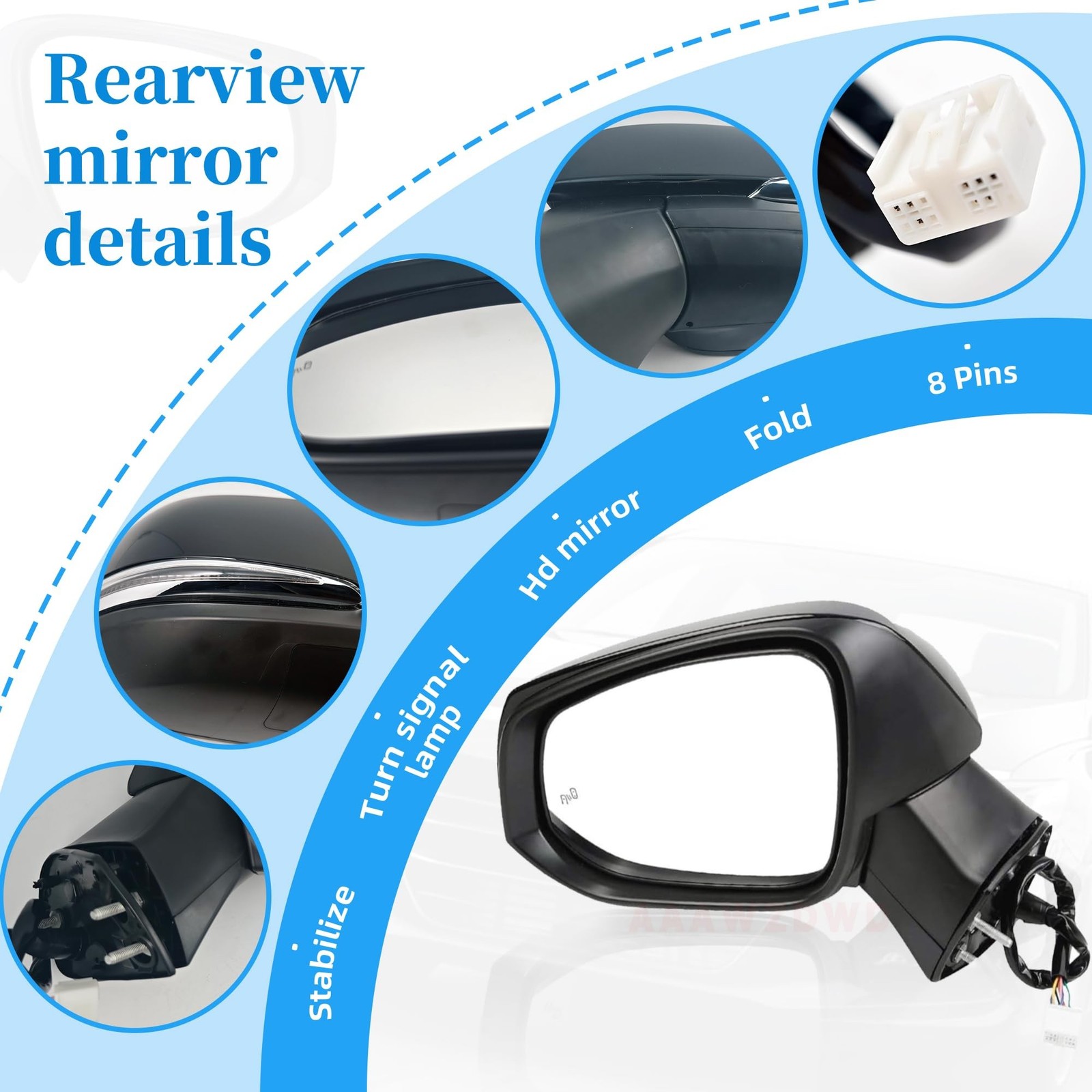 Black Left Driver Side Mirror Replacement For Toyota Rav4 2019-2023 Power Gla…