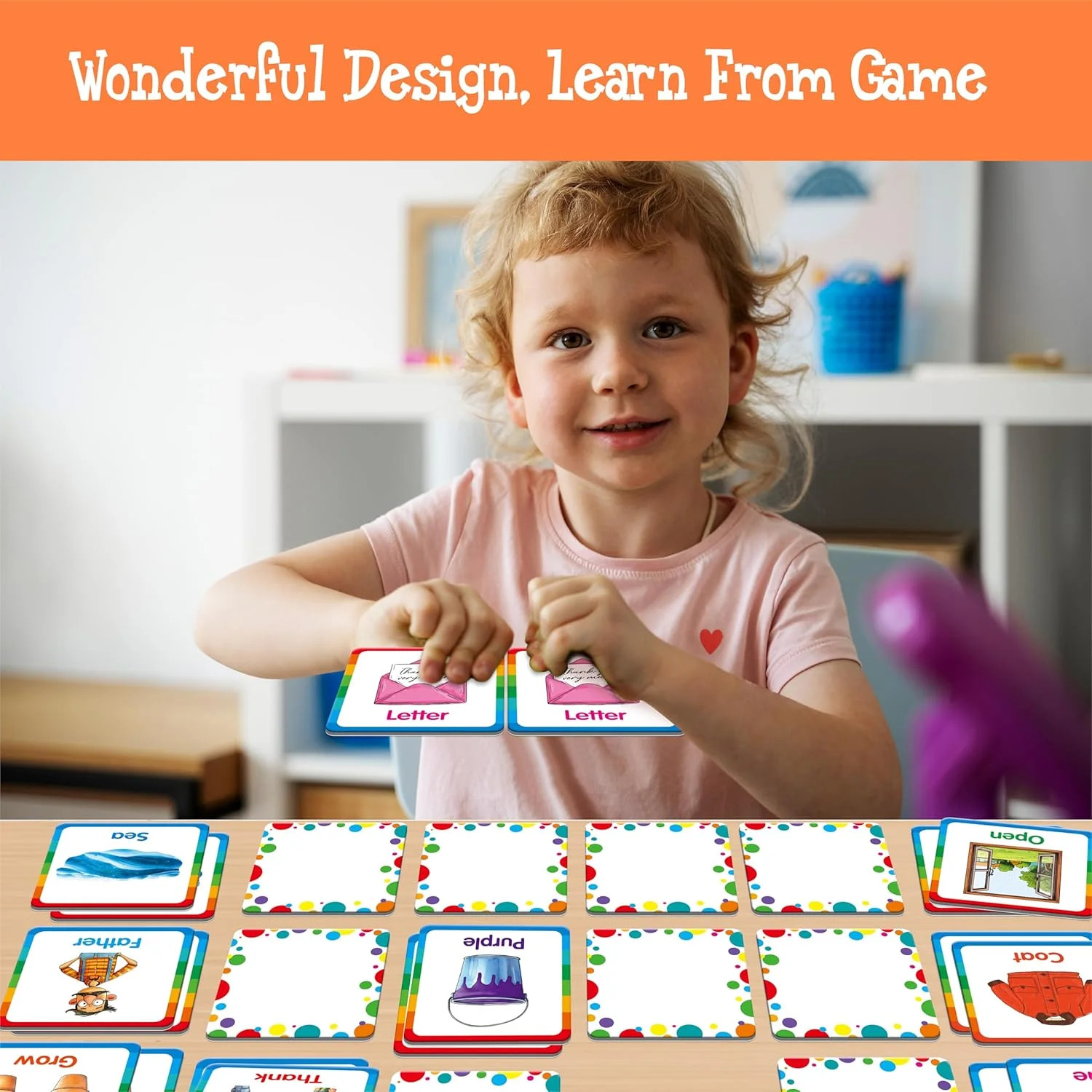 Memory Matching Game 72PCS Sight Words Cards 36 Pairs Kids Learning Age 5+