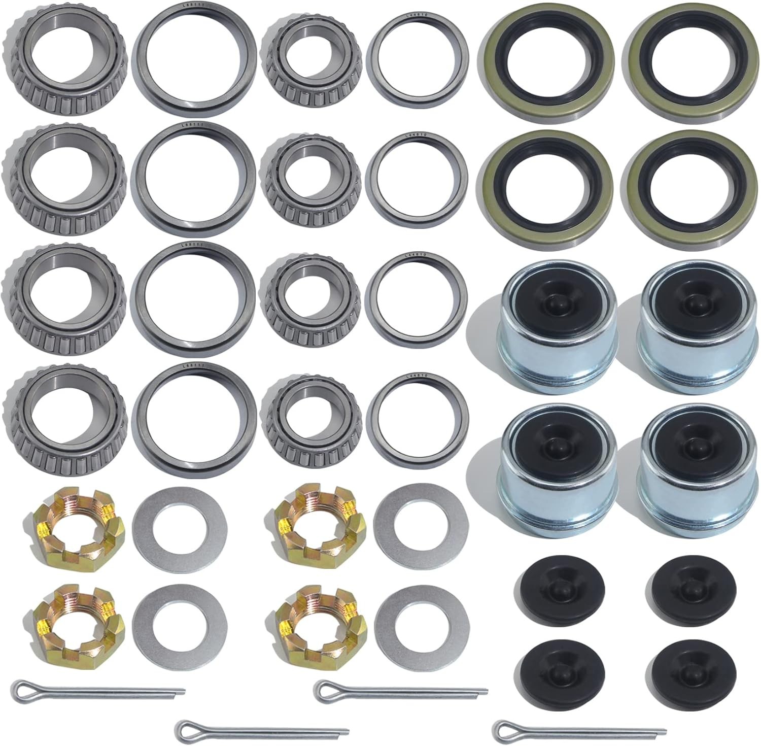 4Sets L68149 L44649 Trailer Axle Hub Bearings Kit with 171255TB Grease Seals, 1.