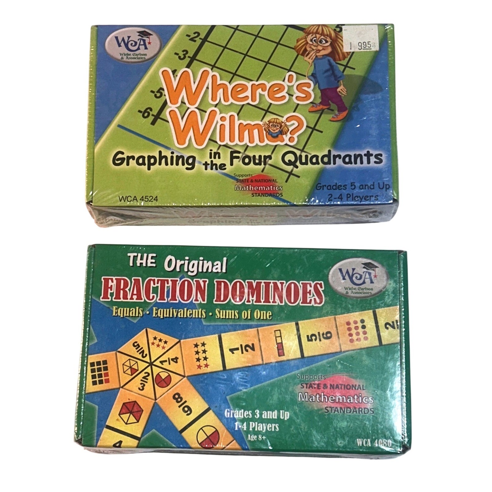 2 Math WCA Learning Games Where’s Wilma Graphing Original Fraction Dominoes New
