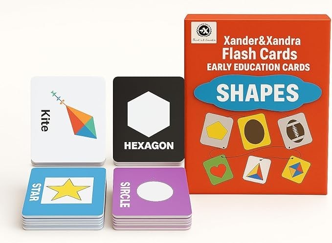 Shapes Flash Cards for Toddlers: Durable Waterproof Double-Sided Learning Cards