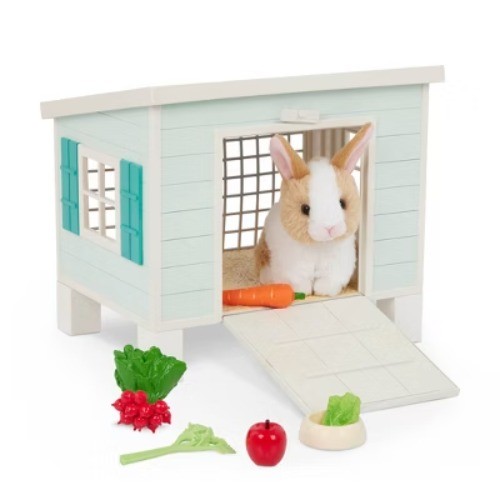 Our Generation Bunny Hutch House & Pet Rabbit Plush Accessory Set