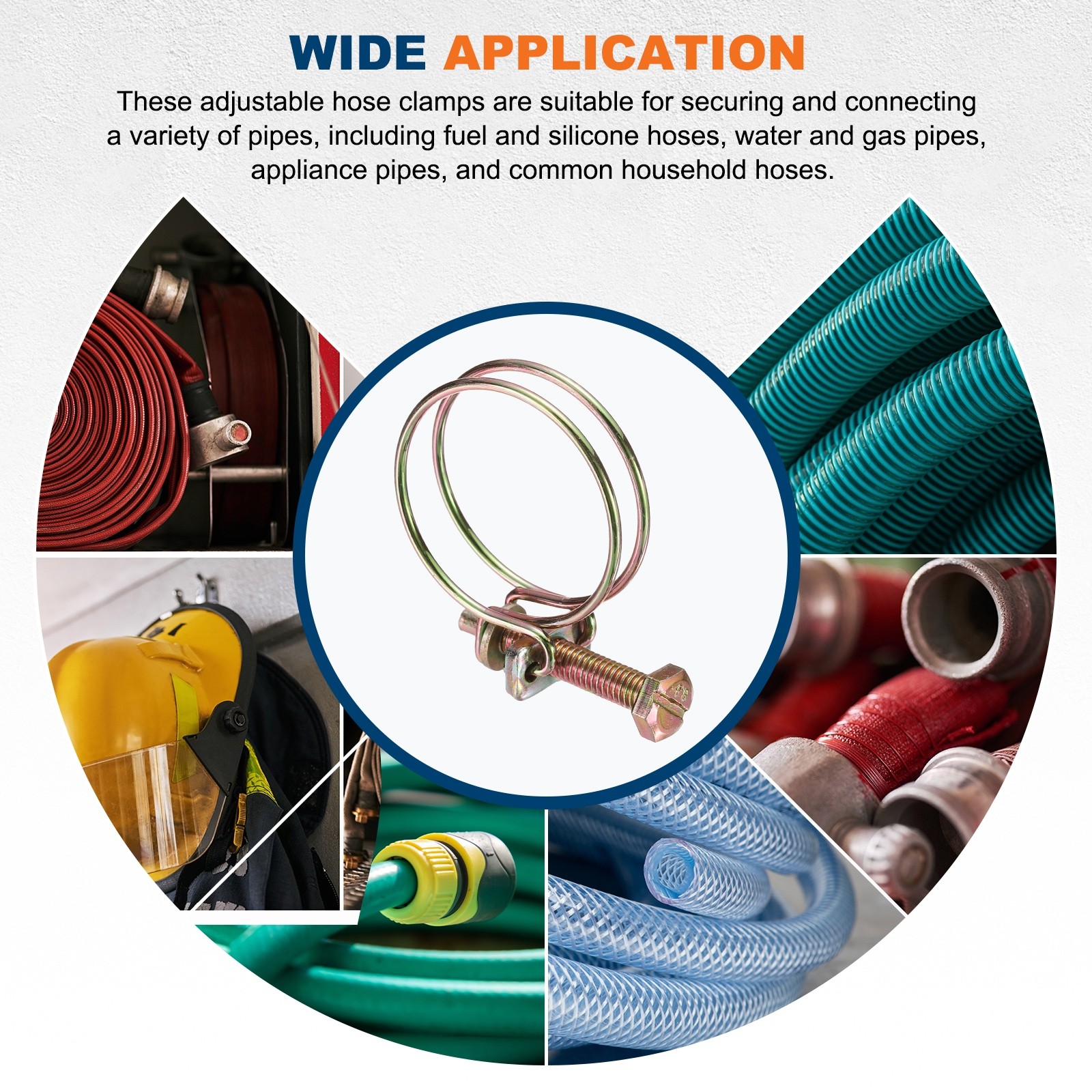 10Pcs 31-35mm Adjustable Double Wire Hose Clamp for Pump Hose