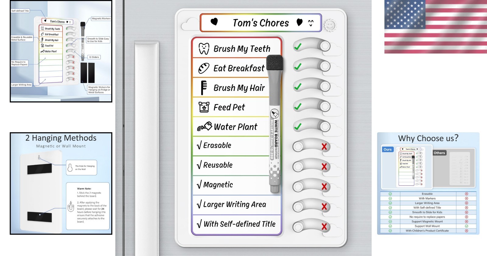 Fun and Safe Chore Chart for Kids – Interactive Planning Board with Markers