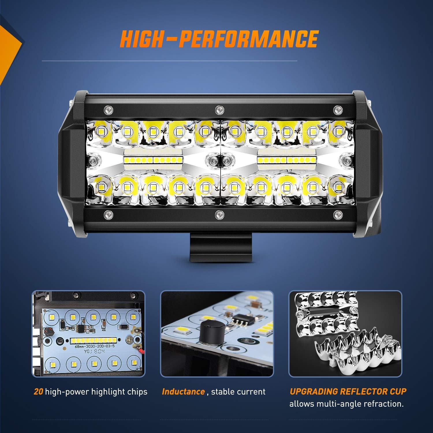 Nilight Led Pods 6.5 Inch 120W Flood Spot Combo Off Road Driving Fog Light Bar W