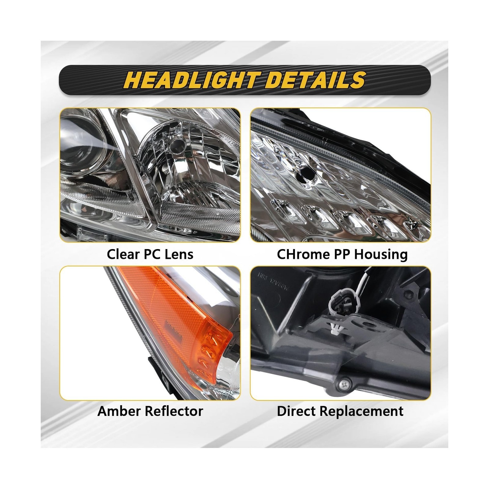 Headlight Assembly Pair Chrome-Fit Toyota Prius 2010-15(Not C/V)