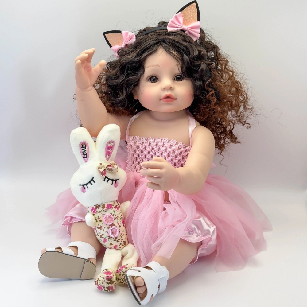 22In Cute Reborn Baby Doll Full Body Vinyl Waterproof Toddler Newborn Girl Gifts