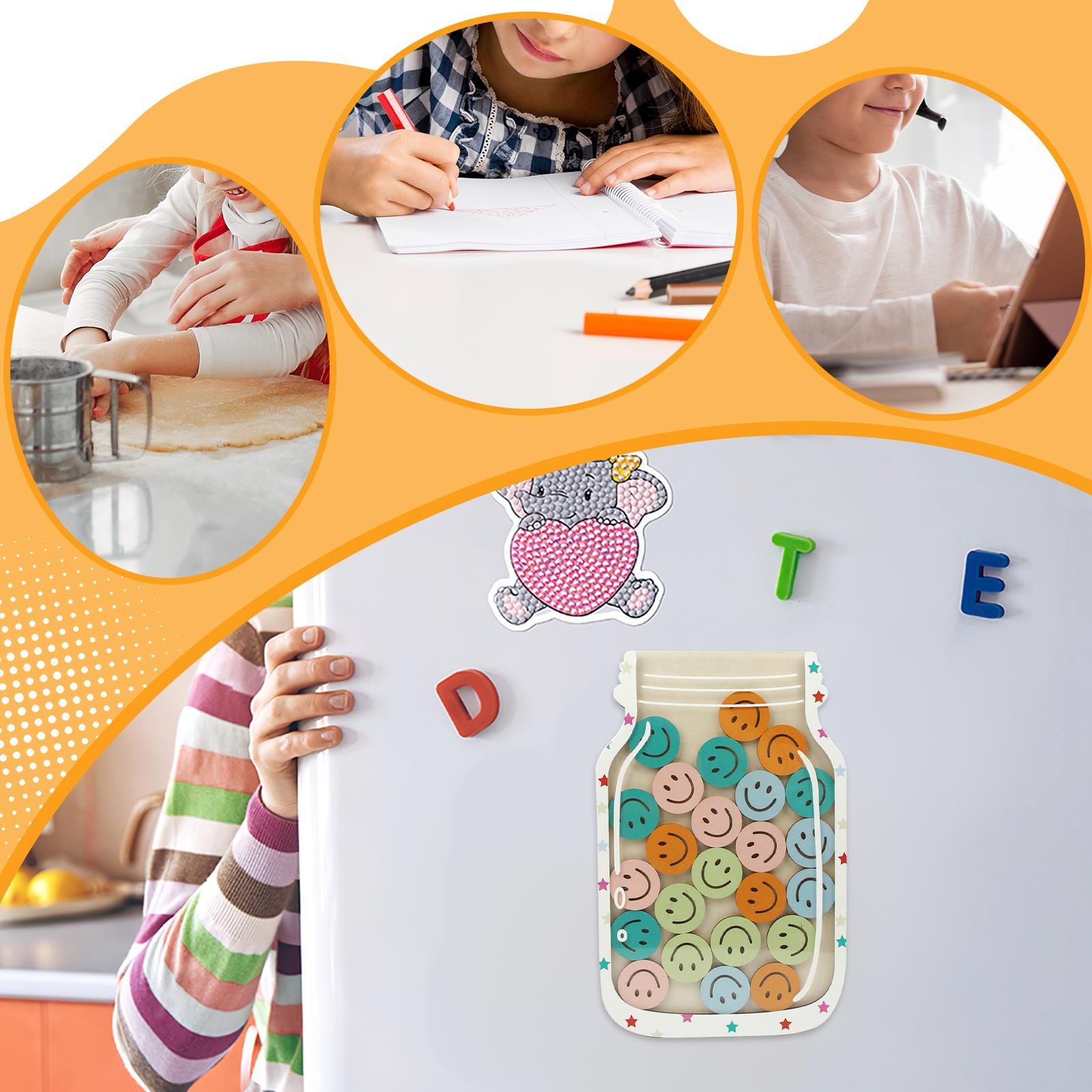 Children Magnetic Reward Jars MDF Material with Colorful Tokens Reward Set