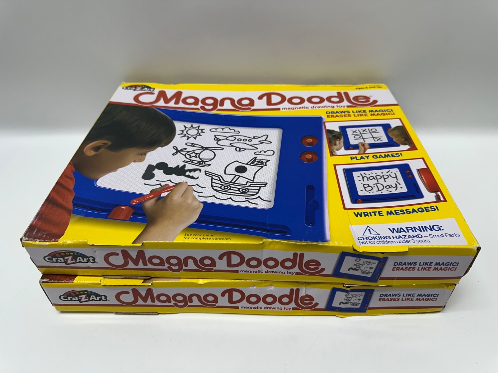 2pk Retro Magna Doodle Blue White 15×11 Magnetic Drawing Board for Kids