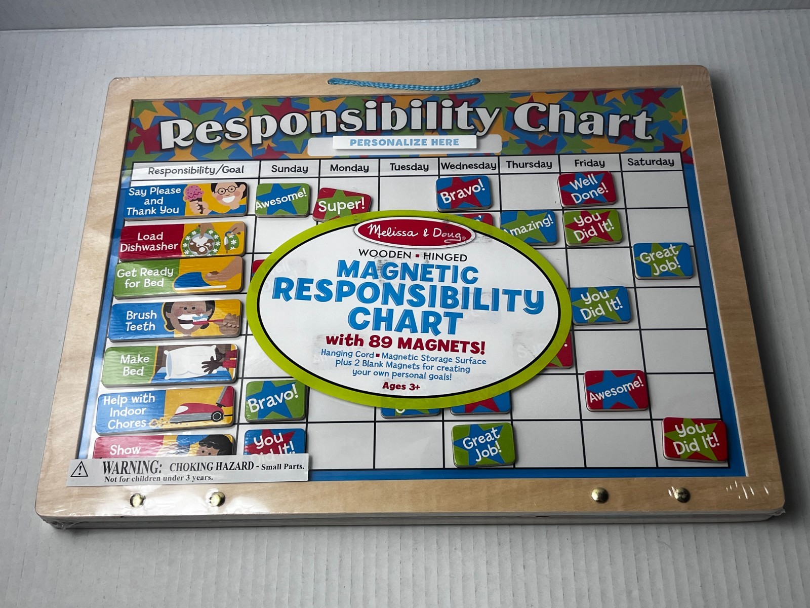 BRAND NEW SEALED Melissa and Doug Hanging Wooden Magnetic Responsibility Chart