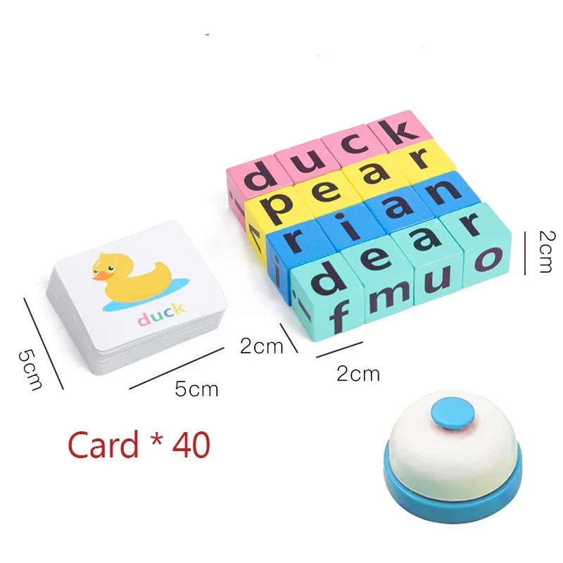 Wooden Word Spelling Game,Alphabet Learning Toy for Preschool Boys and