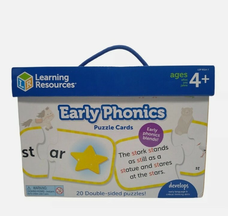 LEARNING RESOURCES Early Phonics Puzzle Cards 20 Double Sided Puzzles