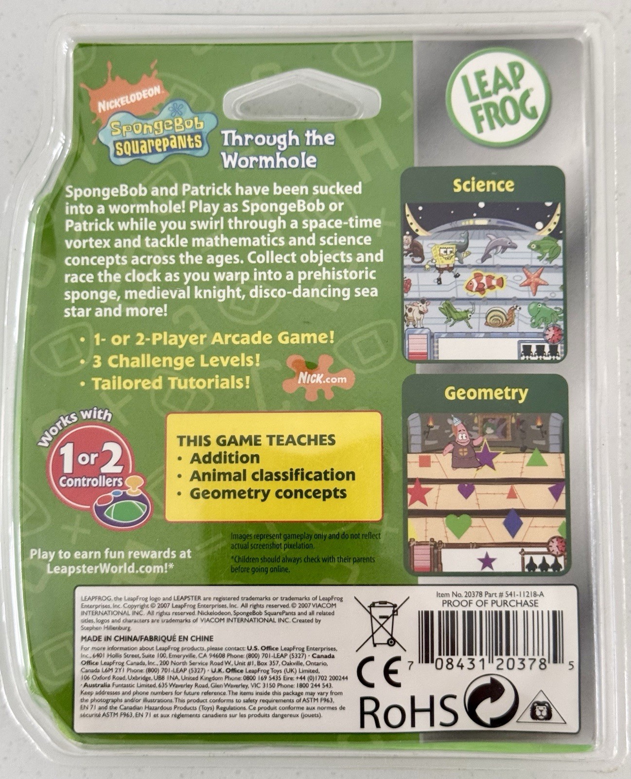 LeapFrog Leapster SpongeBob SquarePants Through the Wormhole Game – NEW/SEALED