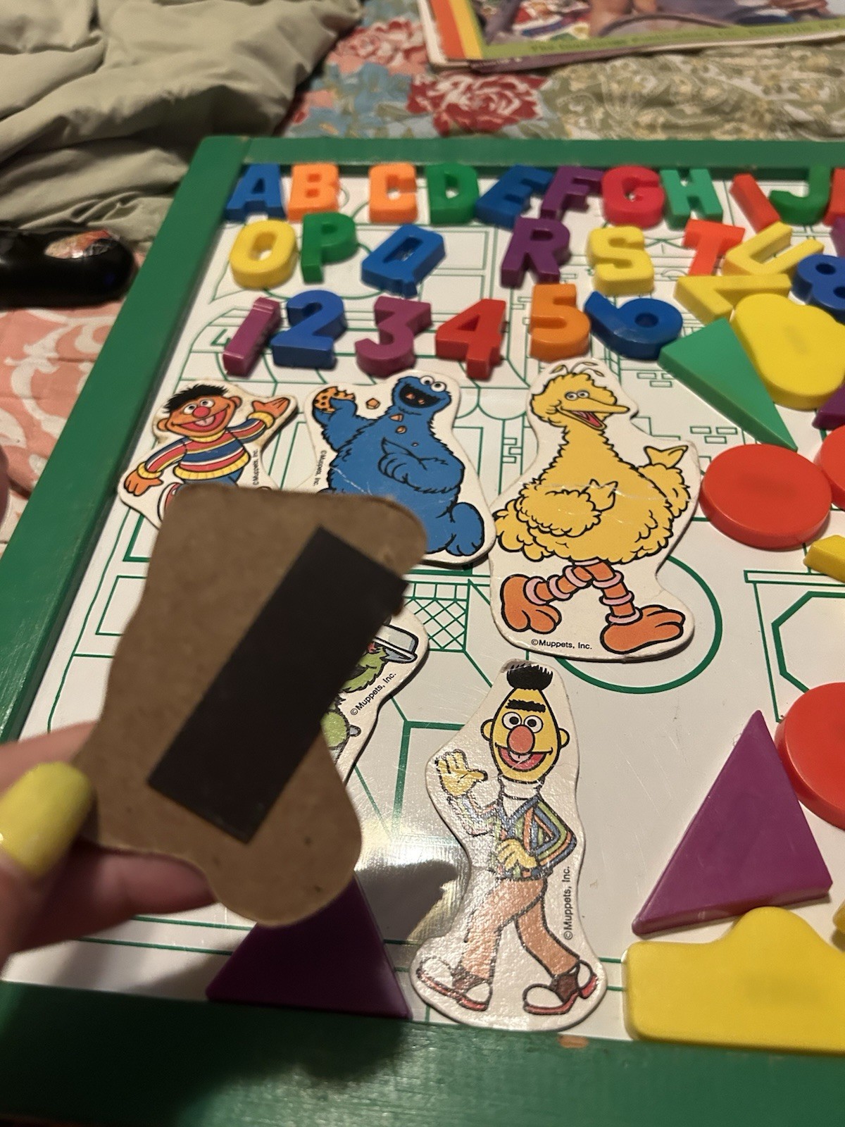 Vtg 1970s Sesame Street Magnet ABC Shapes Activity Learning Board Ernie Big Bird