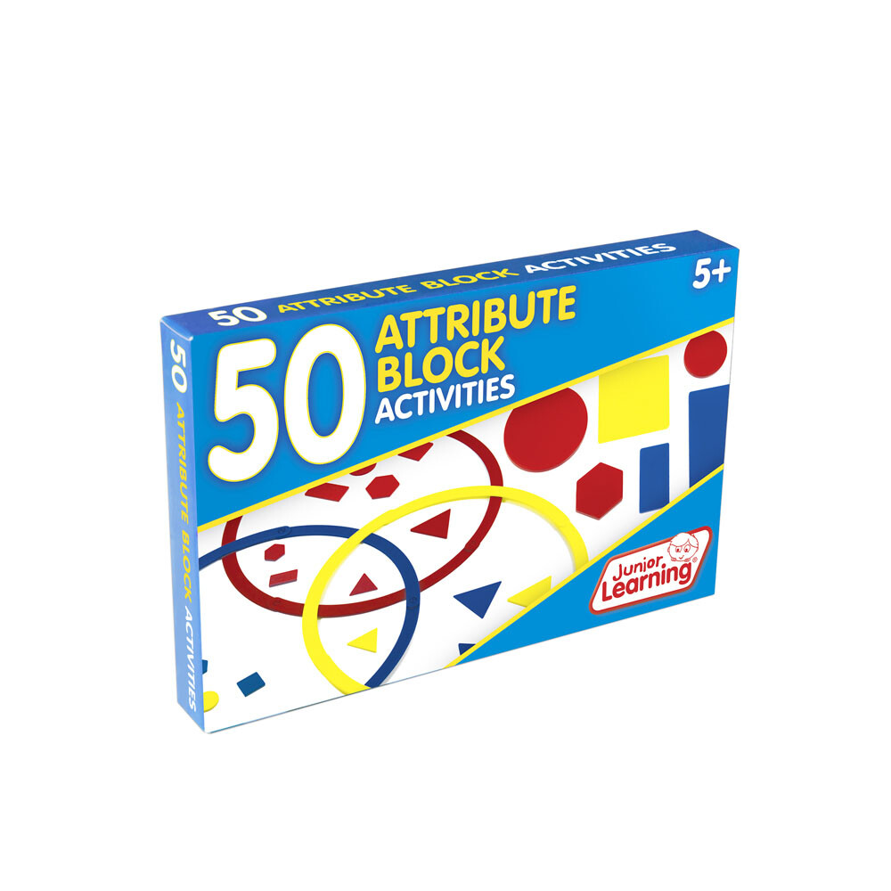 New 50 ATTRIBUTE BLOCK ACTIVITIES Learning CARD SET Math Shapes Sizes Colors NIB