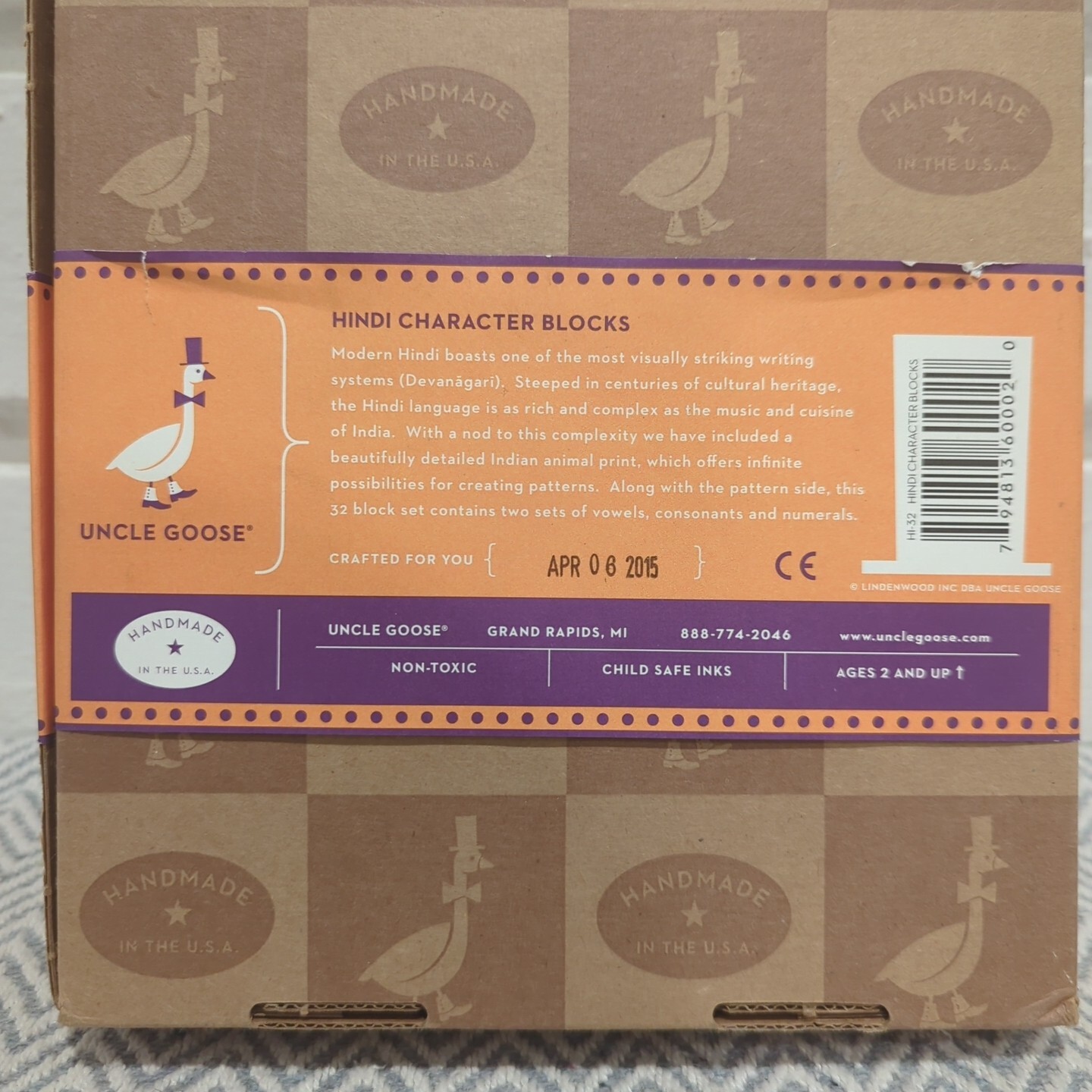 Uncle Goose Hindi 32 Wood Blocks Stacking Learning Language – Made in USA