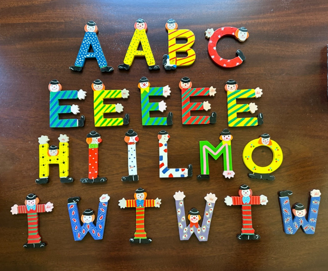 NEW Vintage 1990 Sevi Hand Painted Alphabet Letters Painted Wood