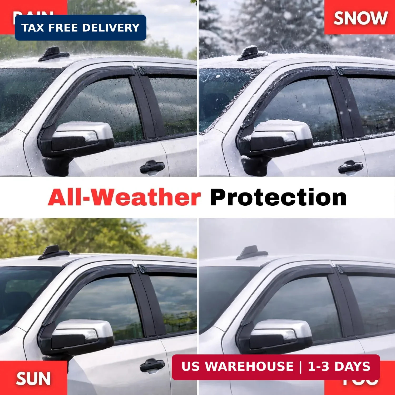 Rain Guards Fit for 2008-2014 BMW X6, Out-Channel Window Visors Vent Wind De