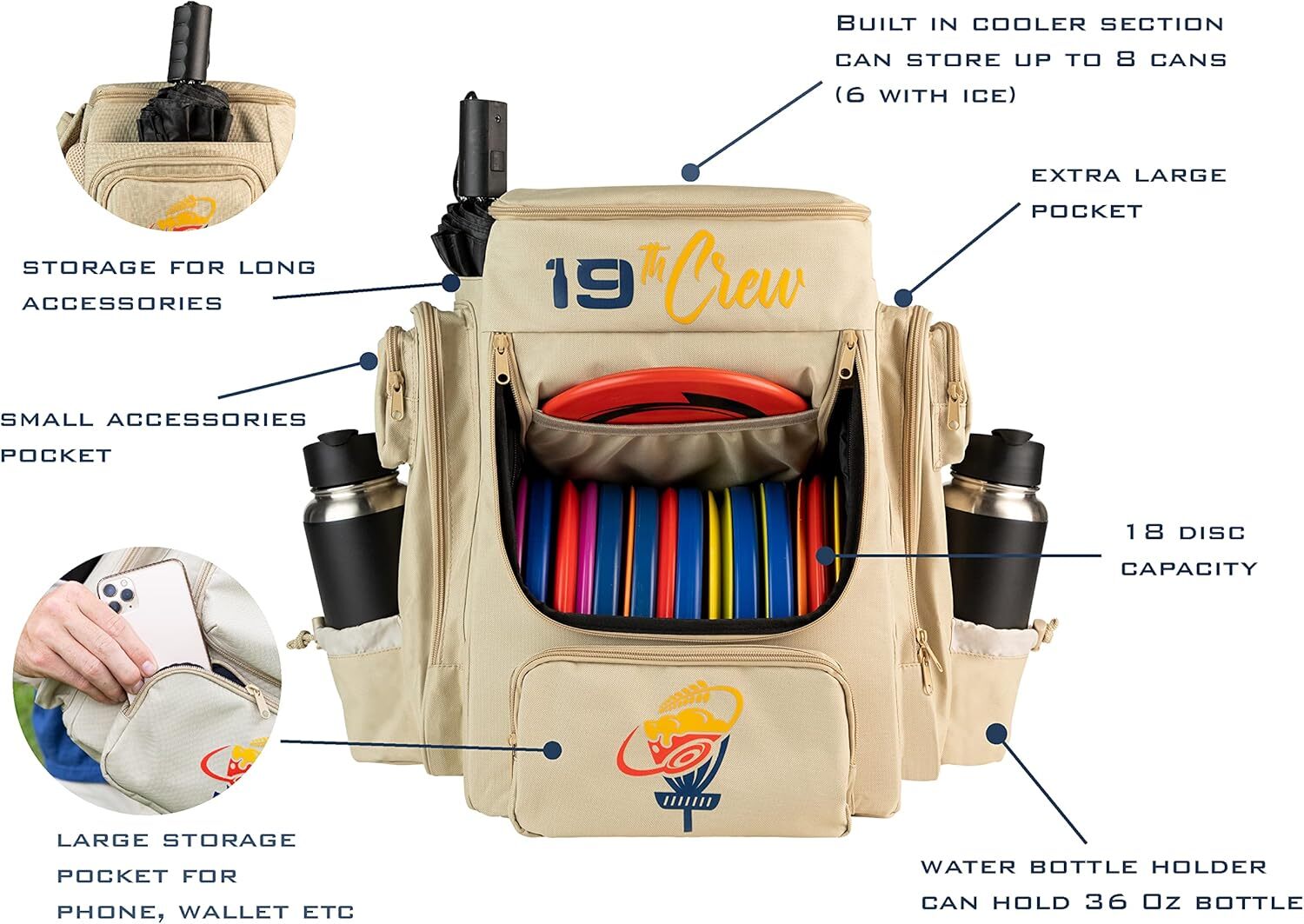 Disc Golf Backpack with Cooler – Small Disc Golf Equipment Bag