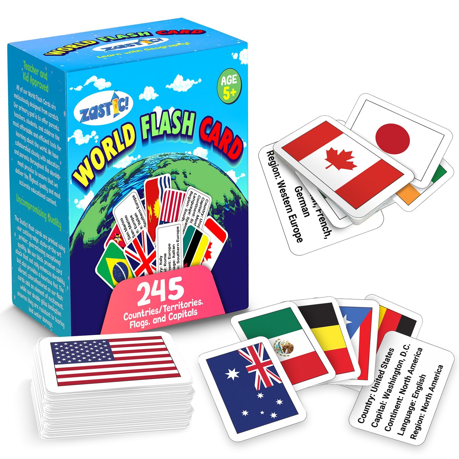 World Flags Flashcards 245 Country Capitals Languages Continents Gloss