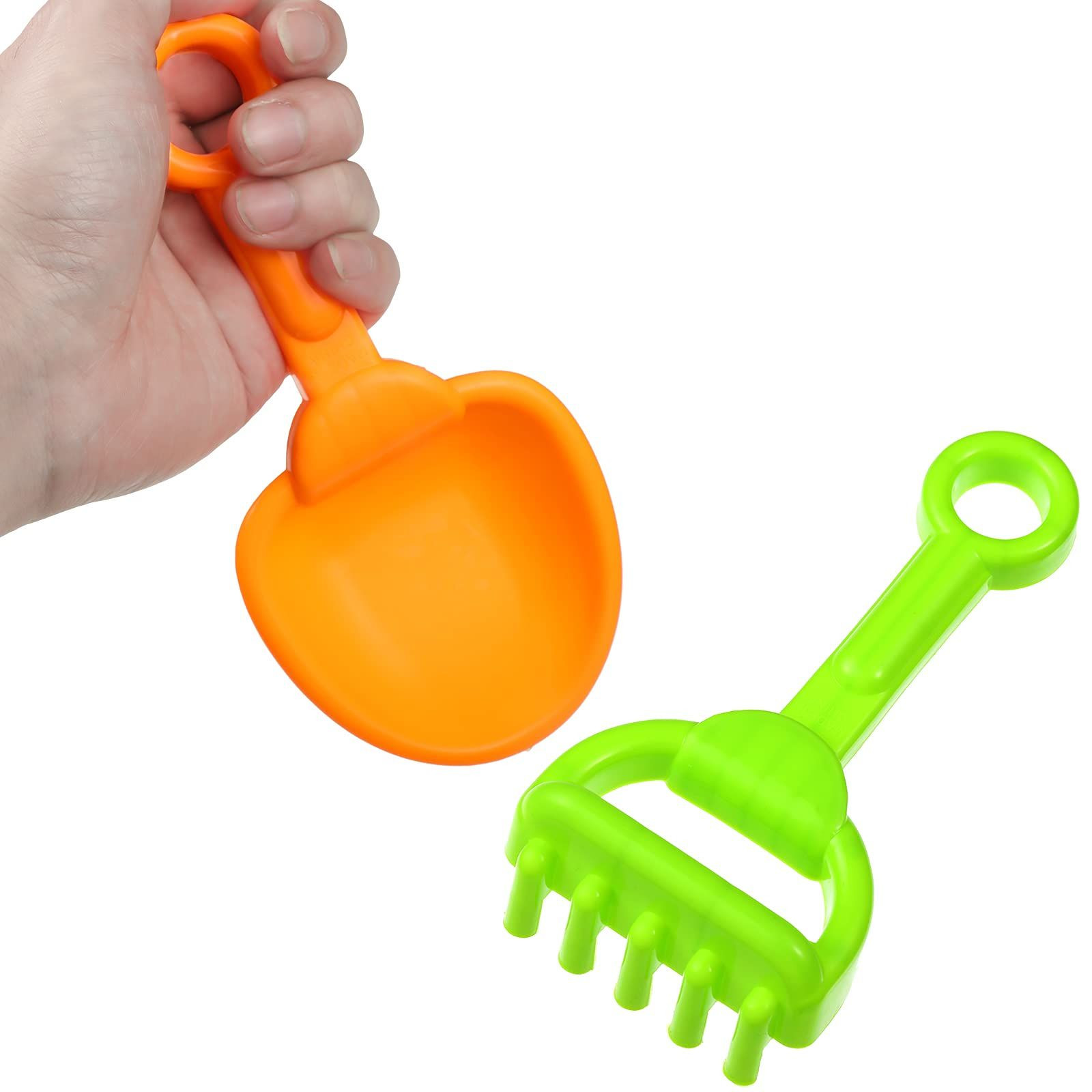 Skylety 8 Pieces Sand Shovels Colorful Plastic Rake Winter Beach Small