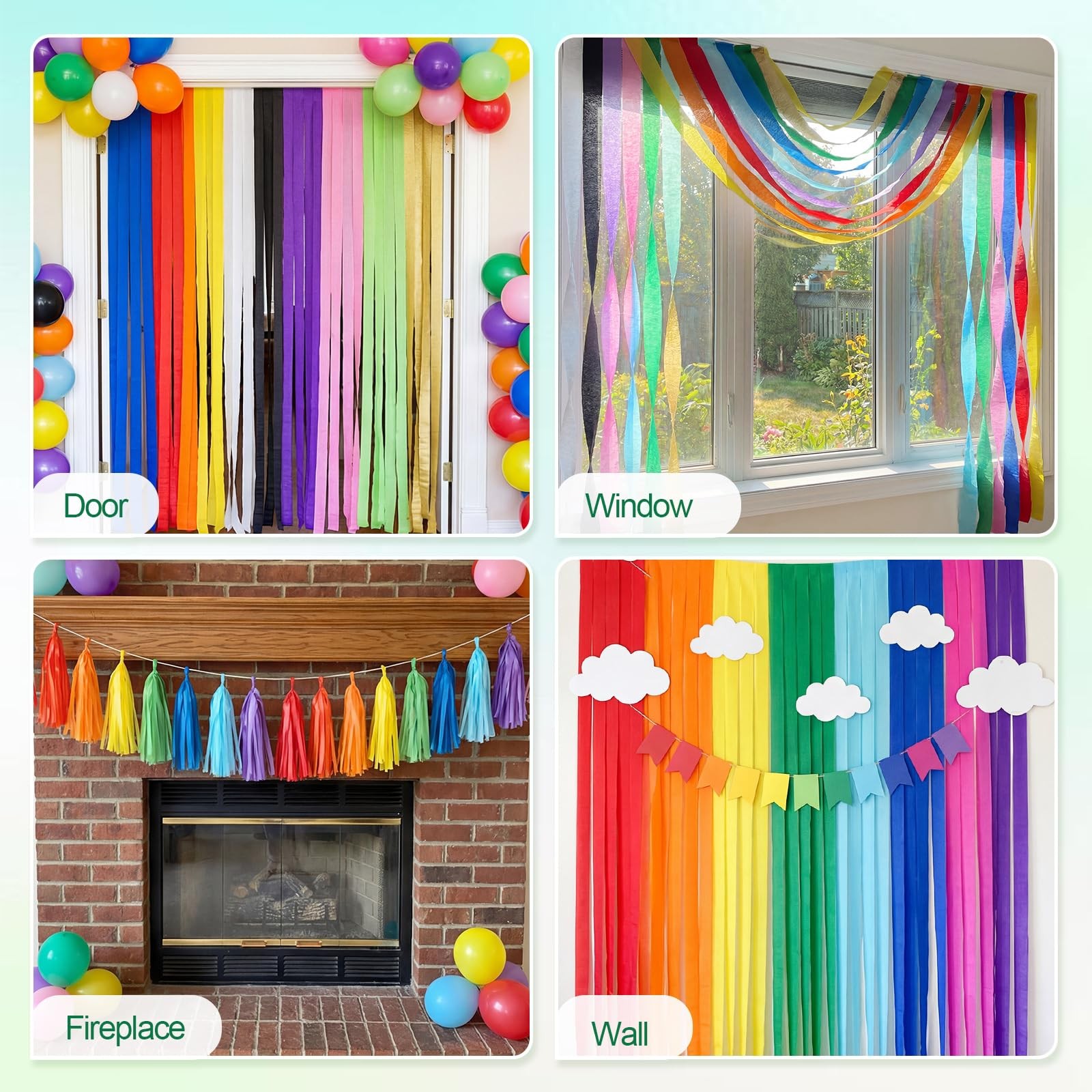 Party Crepe Paper Streamers 12 Rolls 1.77 Inch x 82 Ft/Roll, multicolor