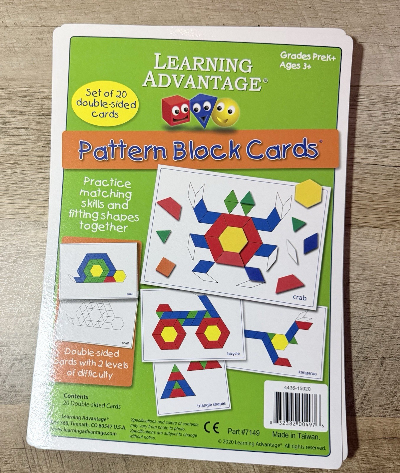 Learning Pattern Blocks, Learning Resources, 250ct, w/2 Sets Pattern Block Cards