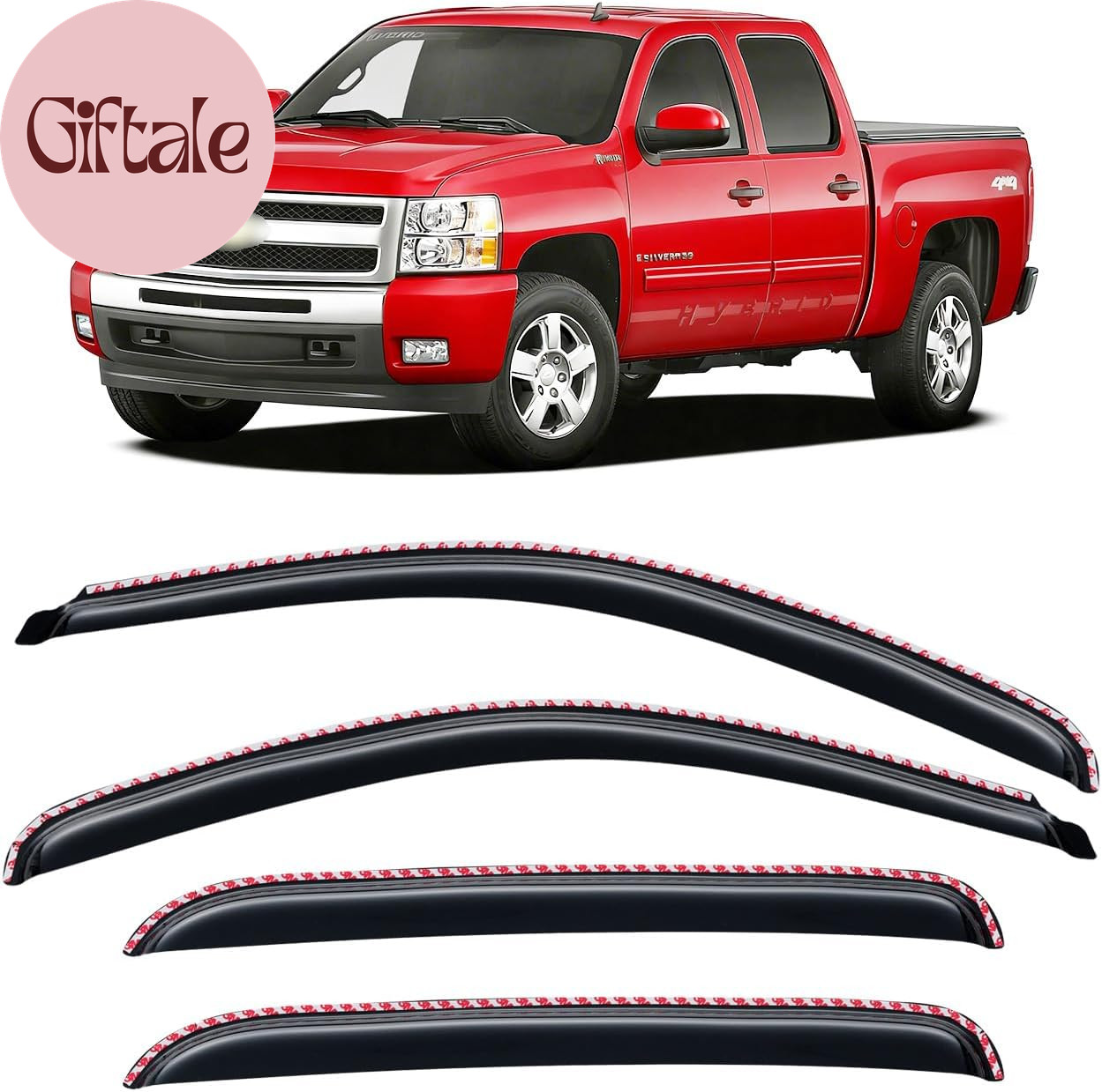 In-Channel Rain Guards for 2007-2013 Chevy Silverado 1500/ GMC Sierra 1500/ Aval