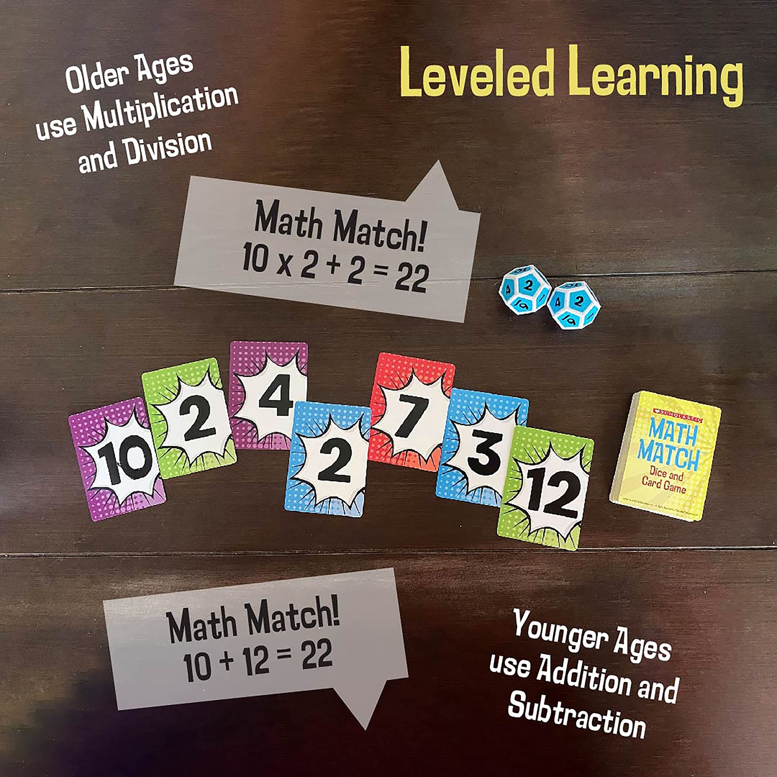 Scholastic Math Match Dice and Card Game Educational Fun for Kids Ages 5 to 12