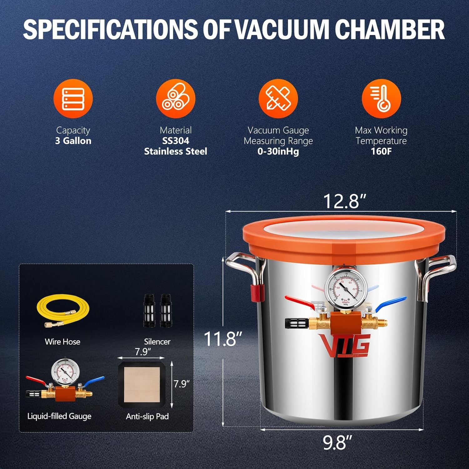 Resin Degassing Kit VOGTEN 5 Gal Vacuum Chamber Pump