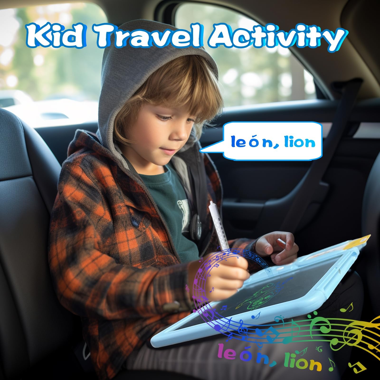 Talking English & Spanish Flash Cards – 8″ LCD Writing Tablet for Kids 3-12, …