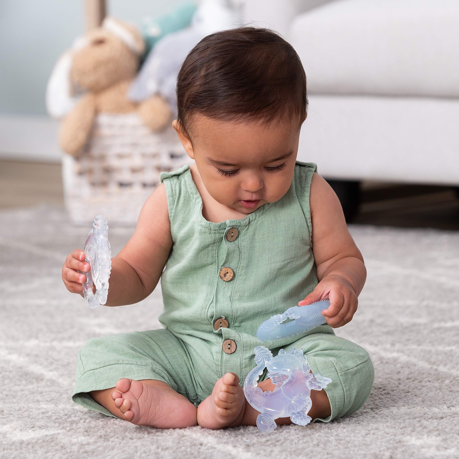 Infantino Crystal Clear 3 Stage Teether Set – Soft-Textured teether for Sensory
