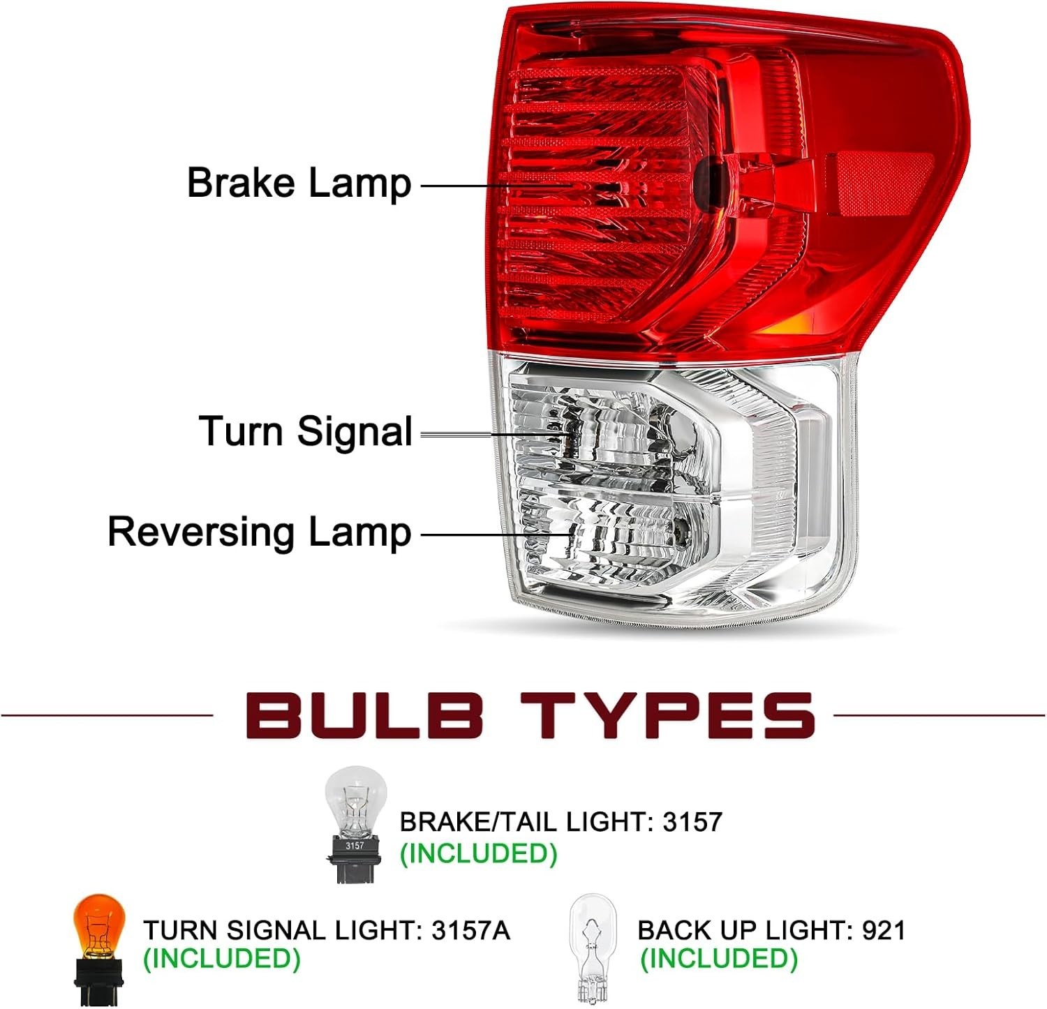 10-13 Toyota Tundra Tail Lights Assembly Pair Red Clear Housing Rear Brake Turn
