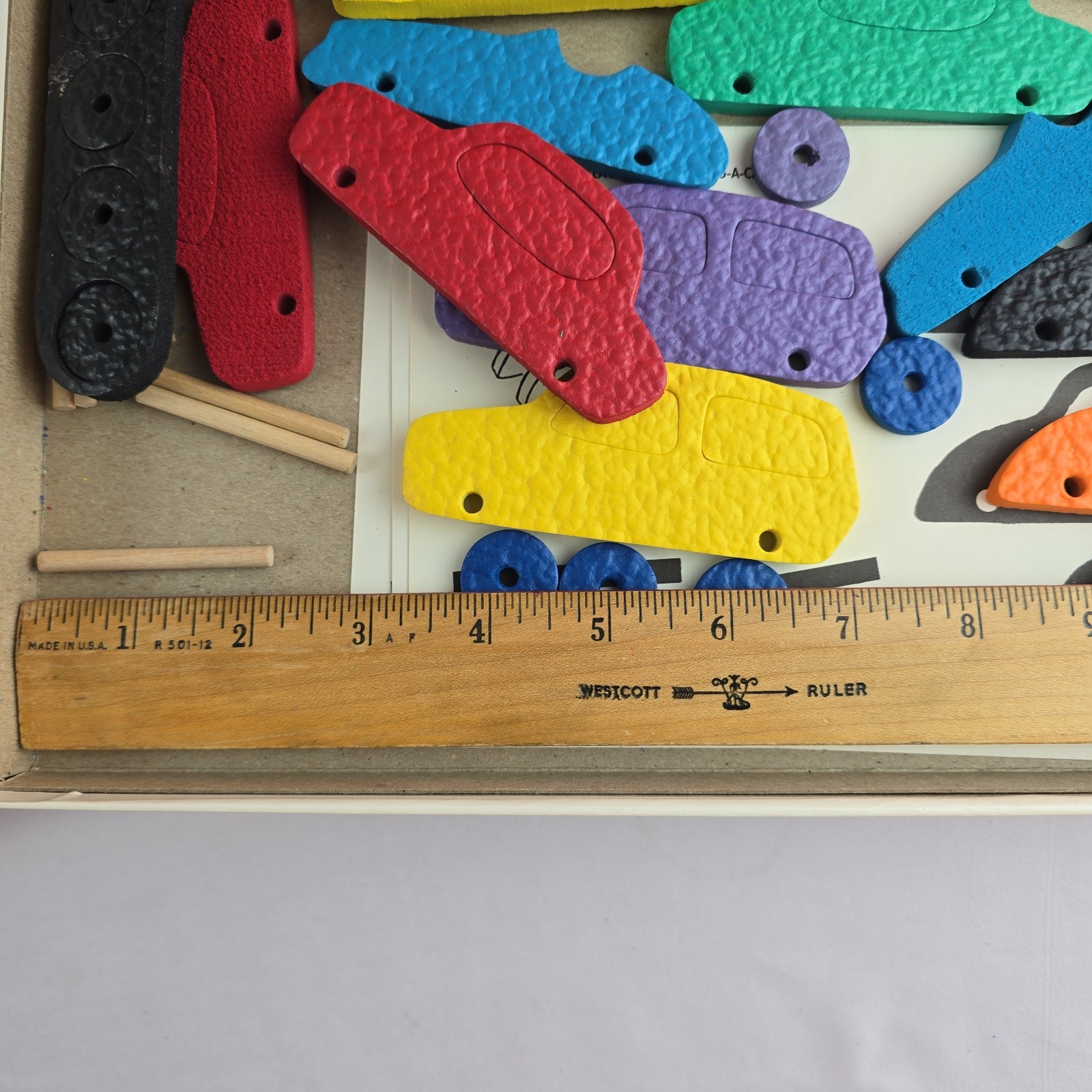 Vtg 70s Toy Lauri Peg-a-Car & Peg-a-Truck Vehicle Building 3D Puzzles Foam READ!