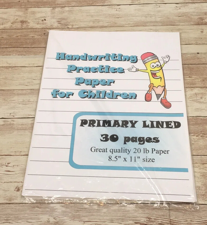 Primary Lined – Handwriting Practice Paper For Children – 30 Sheets