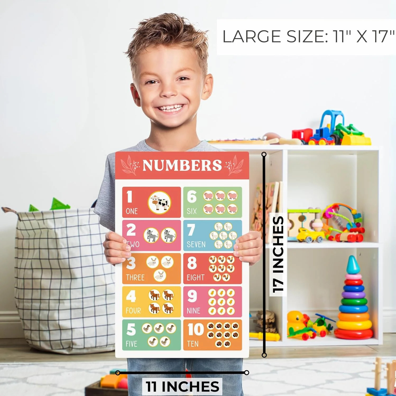 Fun Educational Posters for Toddlers – Set of 16 Easy to Read Learning Posters f