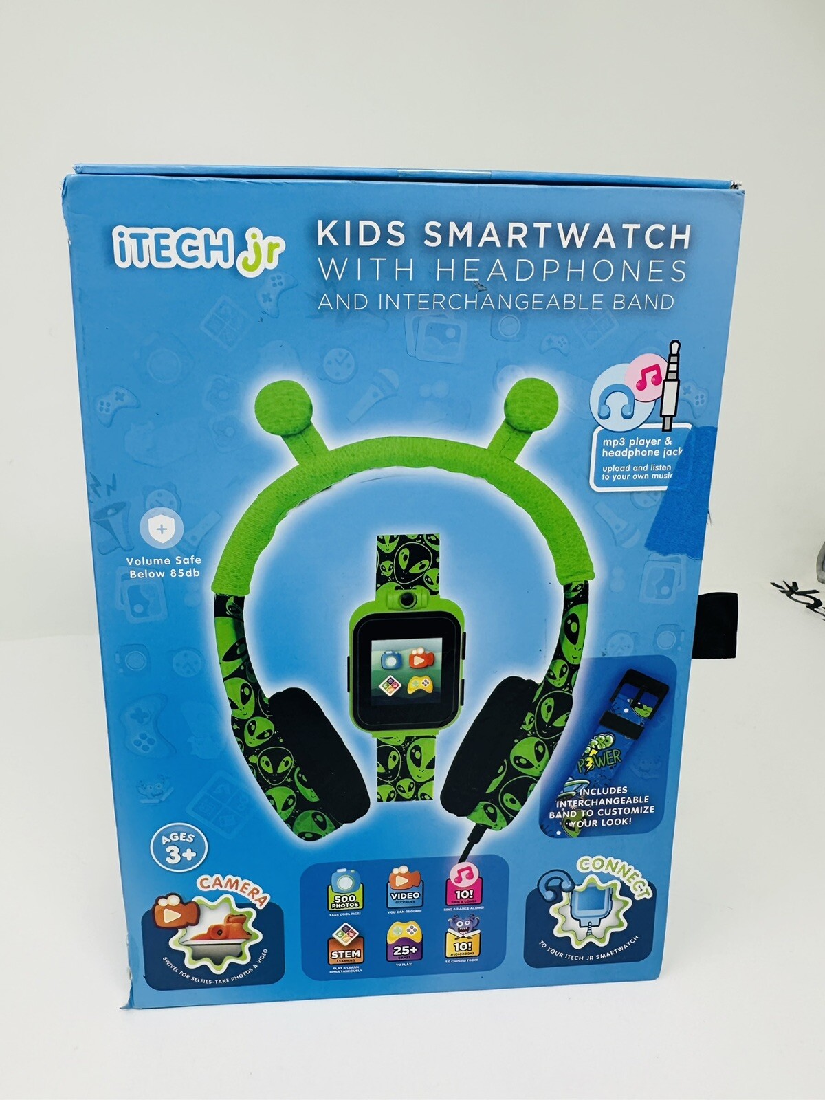 Unisex Kids Smartwatch with Mini Mic, Strap & Headphones – Green Alien( Open Box