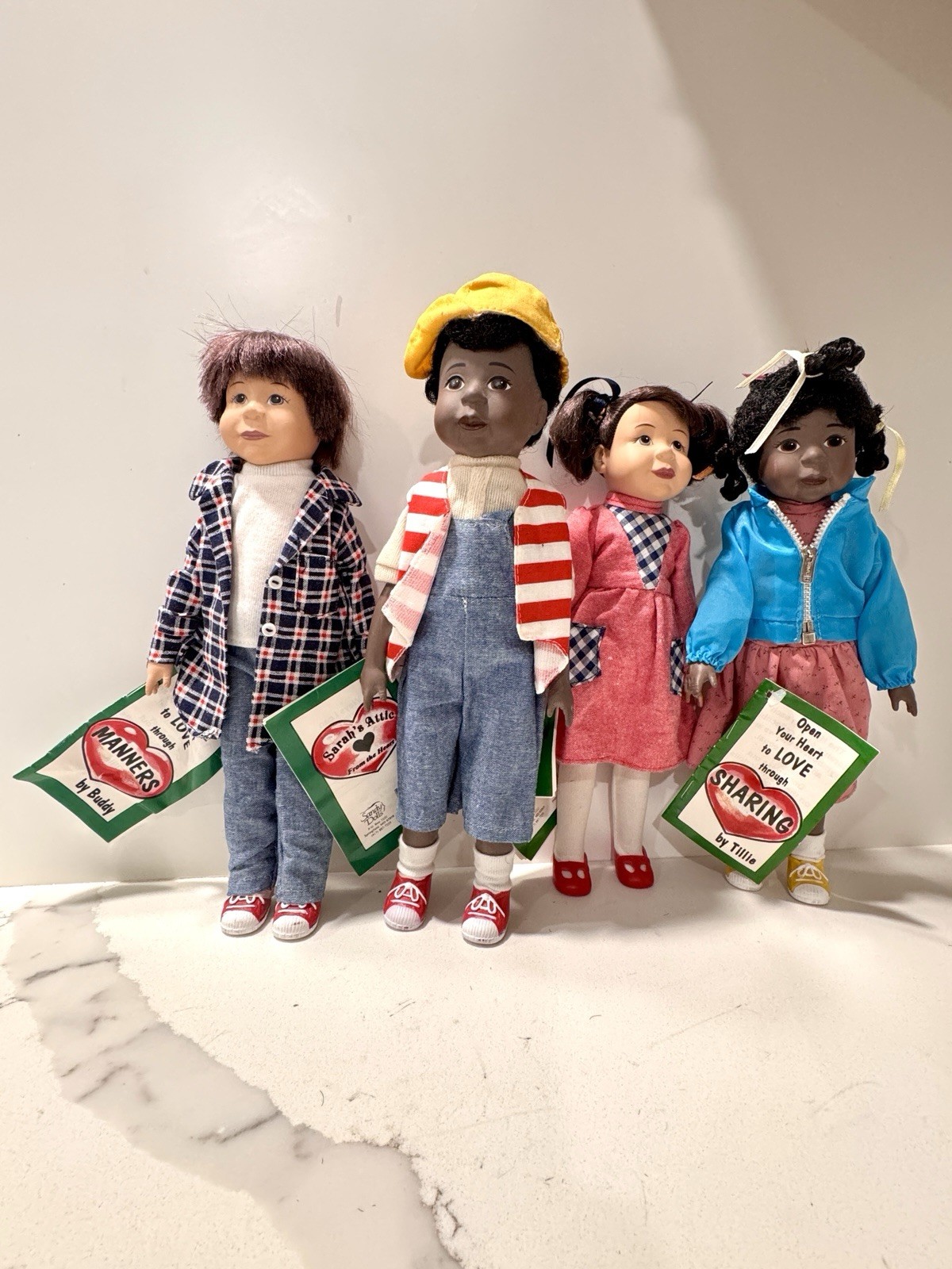 Vintage Applause Open Your Heart To Love Dolls Set of 4 Buddy Willie Tilla Katie