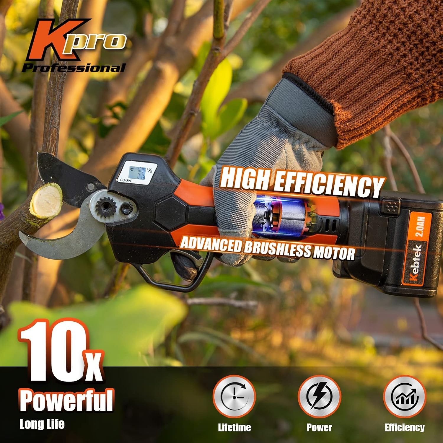 Cordless Electric Pruner 40mm Brushless Motor Battery Powered Cutter Tool