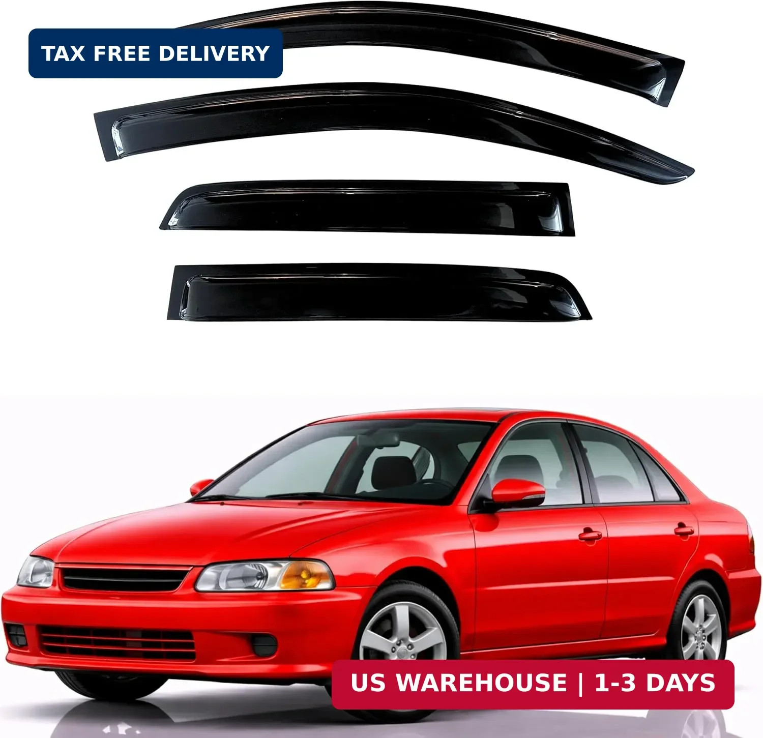 Rain Guards Fit for 1997-2001 Mitsubishi Mirage Sedan, Out-Channel Window Vi